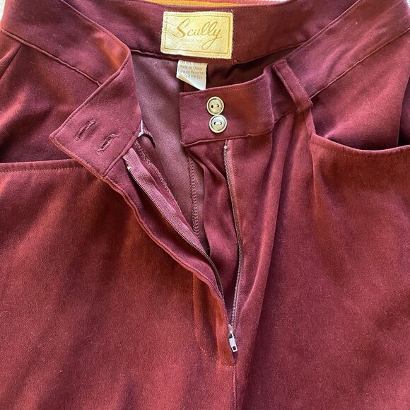 Scully Burgundy Super Wide Leg High Rise Suede Fabric Poly Pants. Size Small. - Picture 4 of 14